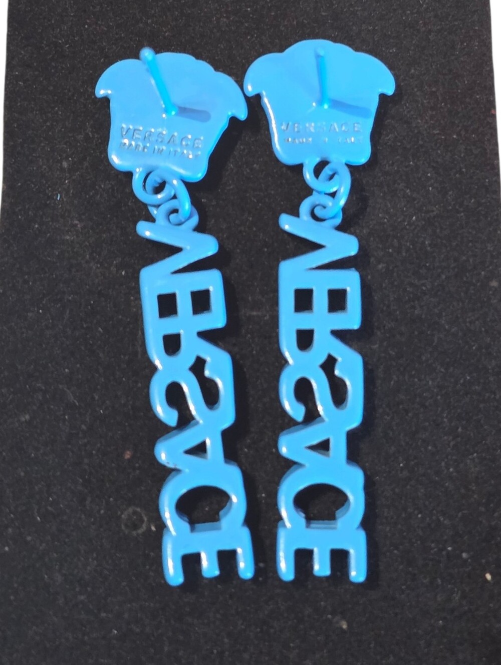 Versace Medusa Earrings In Light Blue - Picture 2 of 3